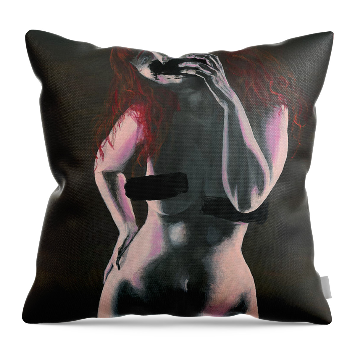 Acrylic Throw Pillow featuring the painting Censored by Matthew Mezo