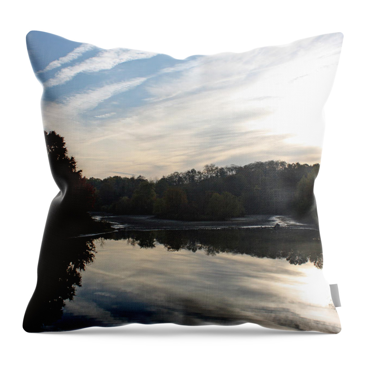 Centennial Throw Pillow featuring the photograph Centennial Lake Autumn - Great View from the Bridge by Ronald Reid