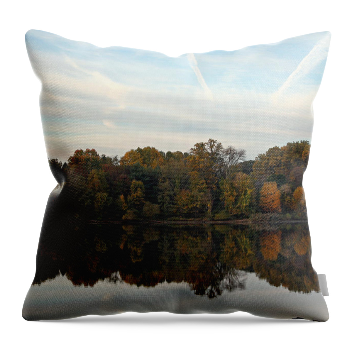 Centennial Throw Pillow featuring the photograph Centennial Lake Autumn - Thanksgiving Reflection by Ronald Reid