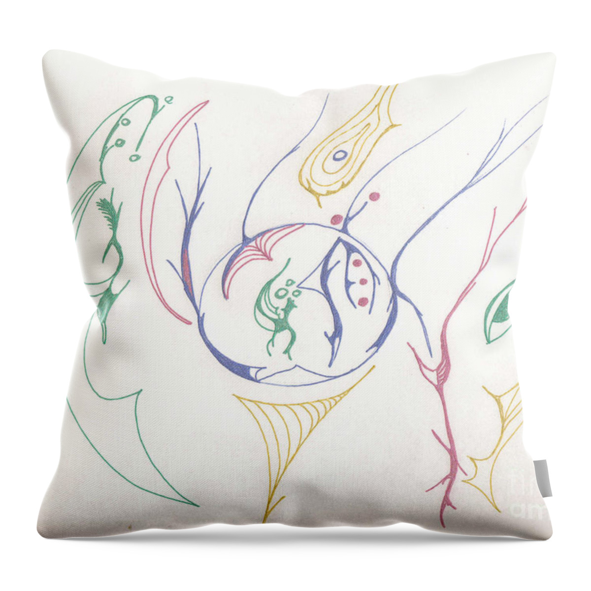 Creative Lines Throw Pillow featuring the drawing Center Orb by Mary Mikawoz