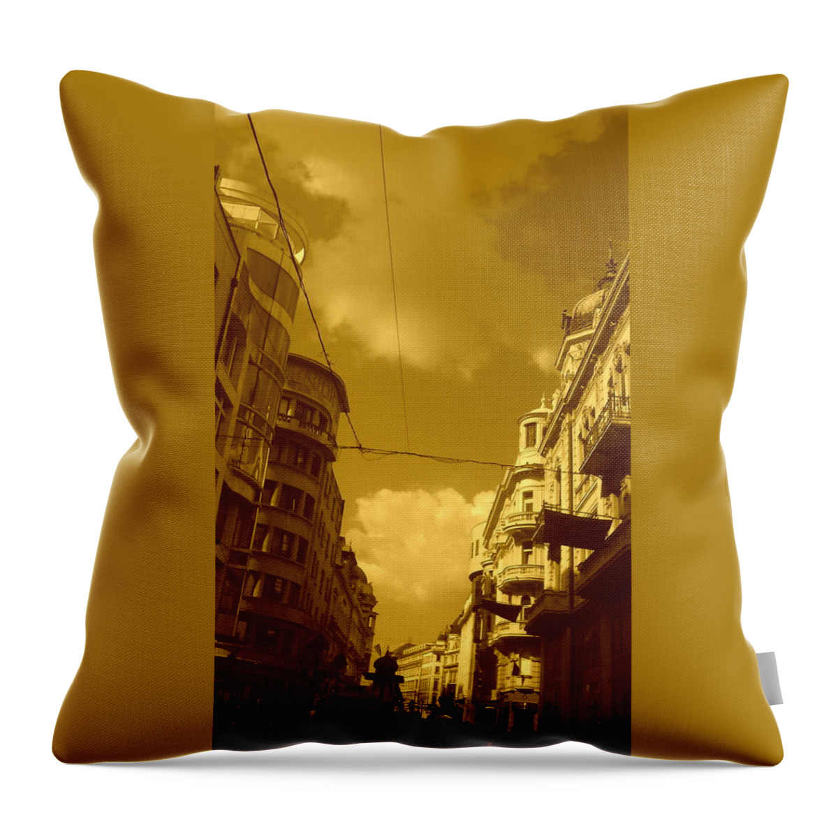 Belgrade Throw Pillow featuring the photograph Central Belgrade street by Anamarija Marinovic