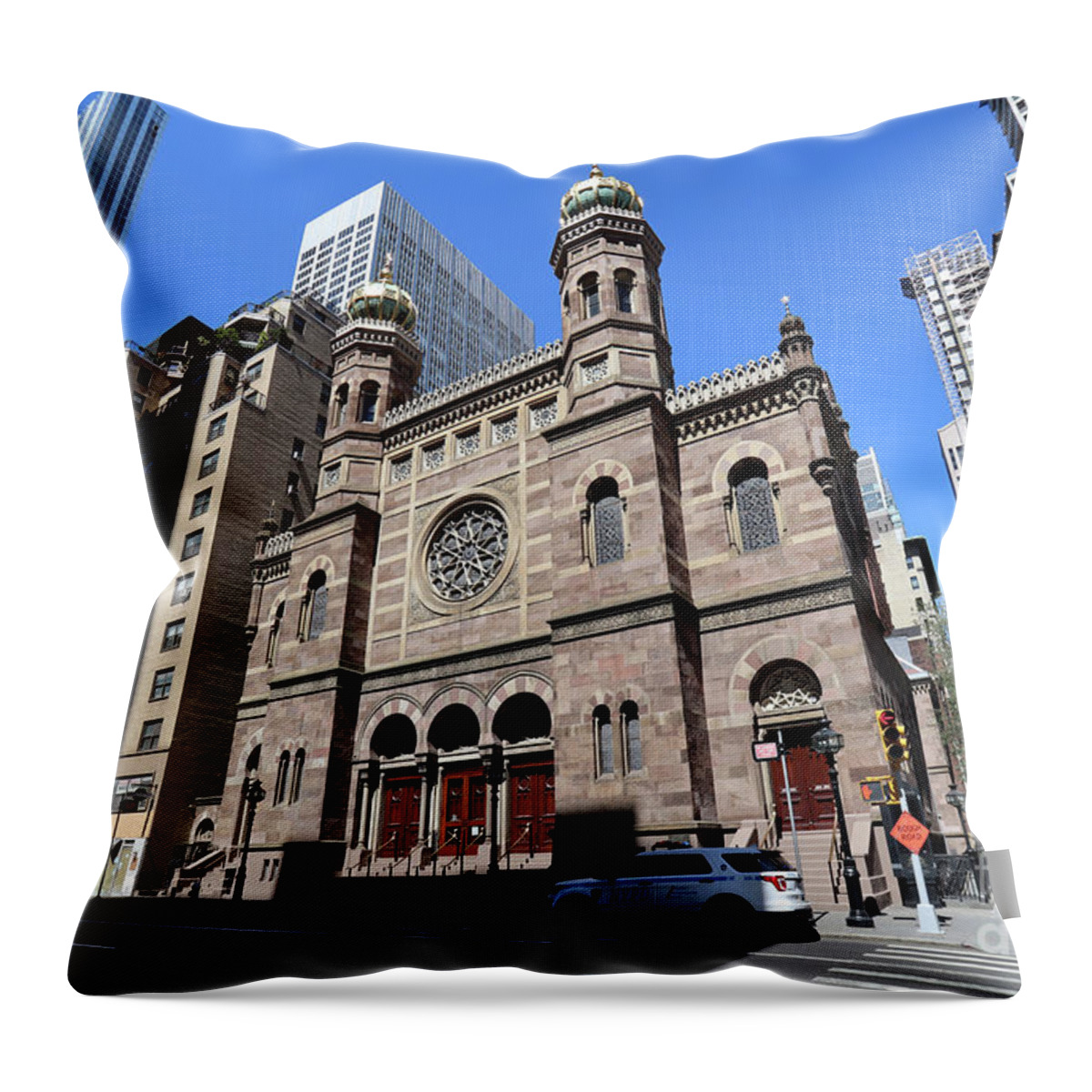Central Synagogue Throw Pillow featuring the photograph Central Synagogue- 652 Lexington Ave by Steven Spak