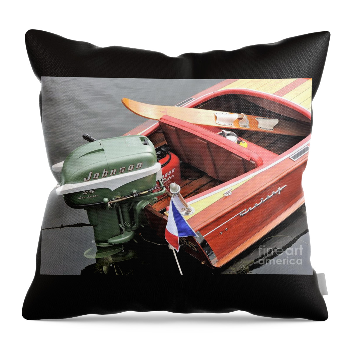 Boat Throw Pillow featuring the photograph Century Imperial Sportsman w/ Johnson 25hp by Neil Zimmerman
