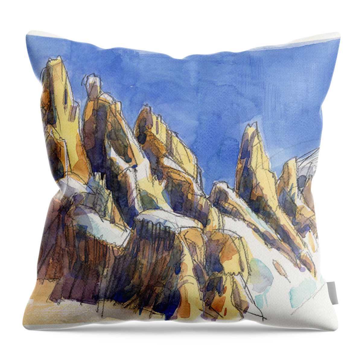 Landscape Throw Pillow featuring the painting Cerro Torre, Patagonia by Judith Kunzle