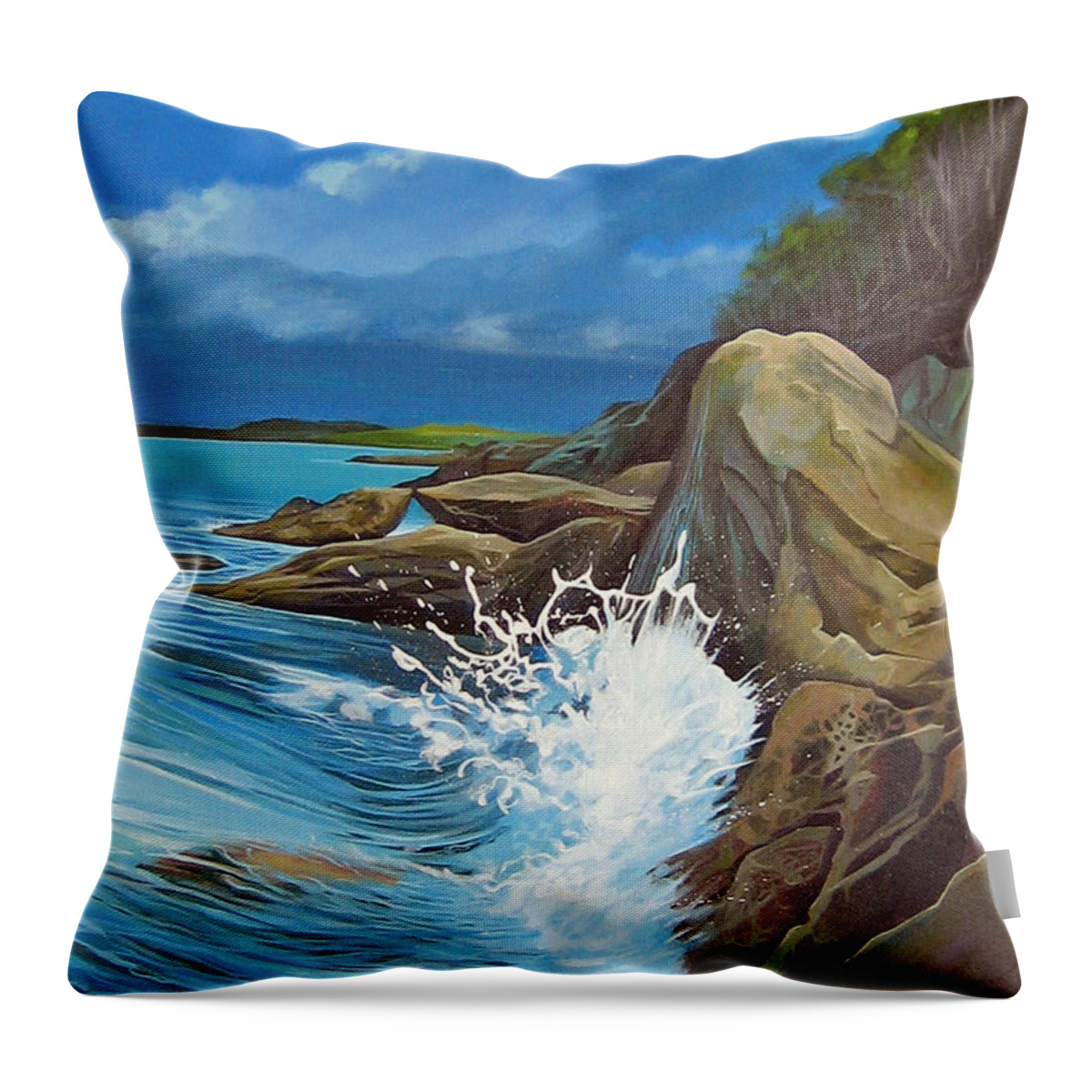Ocean Throw Pillow featuring the painting Cerulean by Hunter Jay
