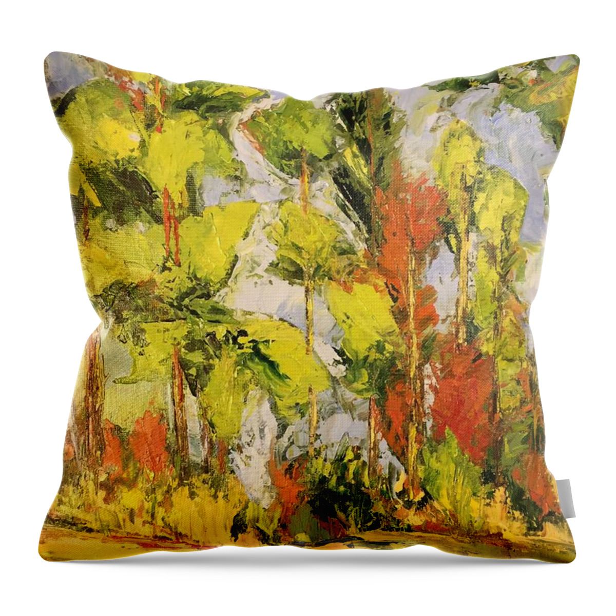 Landscape Throw Pillow featuring the painting Cezanne's Trees by Celeste Drewien
