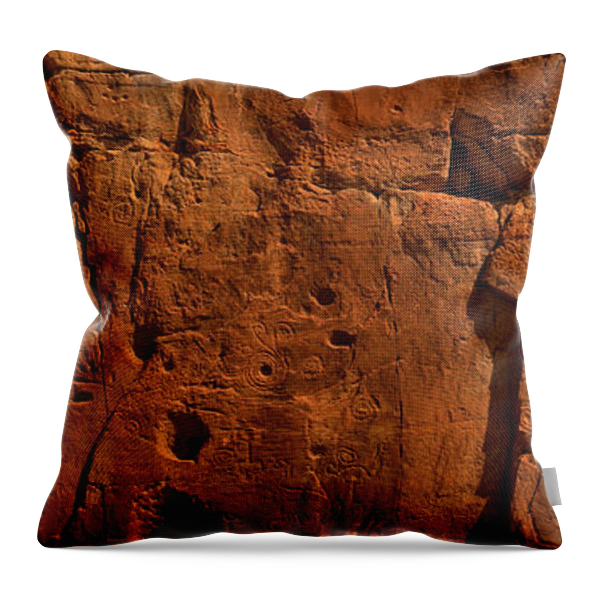 Chaco Canyon Throw Pillow featuring the photograph Chaco Culture Petroglyph Panel by Adam Jewell