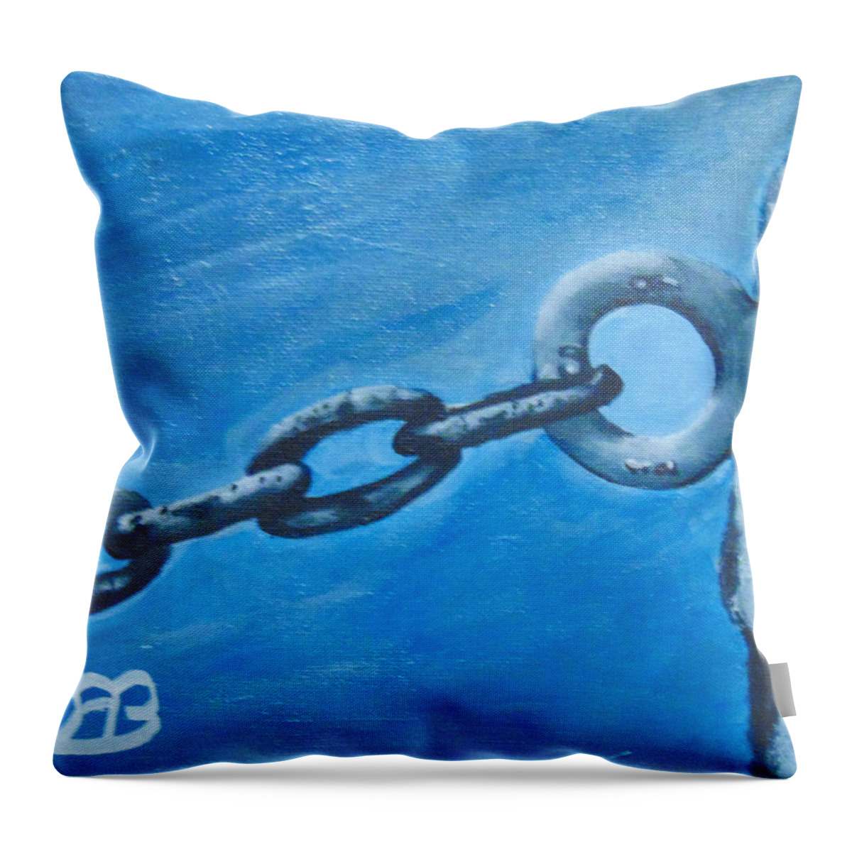 Chain Link Throw Pillow featuring the painting Chained by David Bigelow