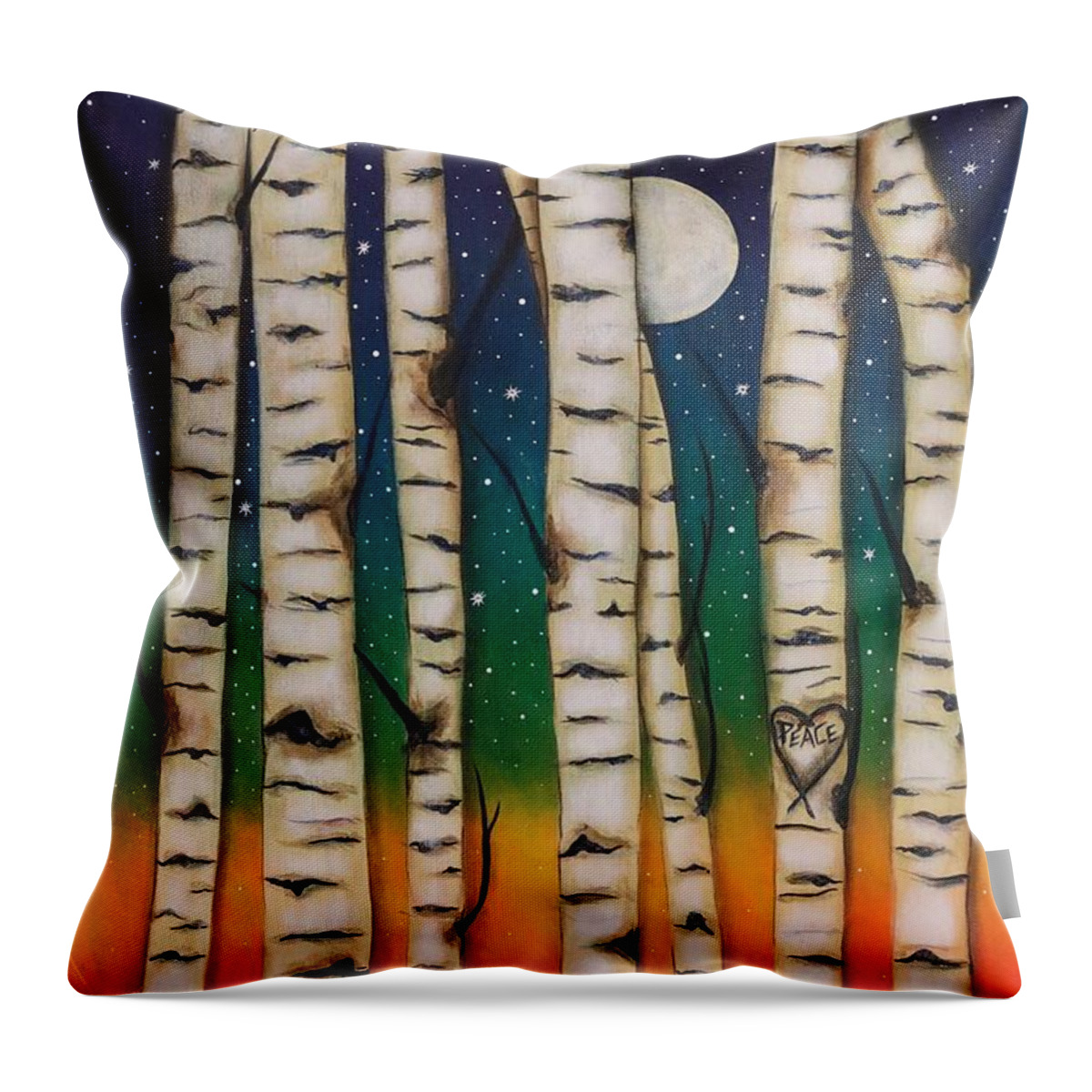 Chakras Throw Pillow featuring the painting Chakra Rainbow Forest by Deborha Kerr