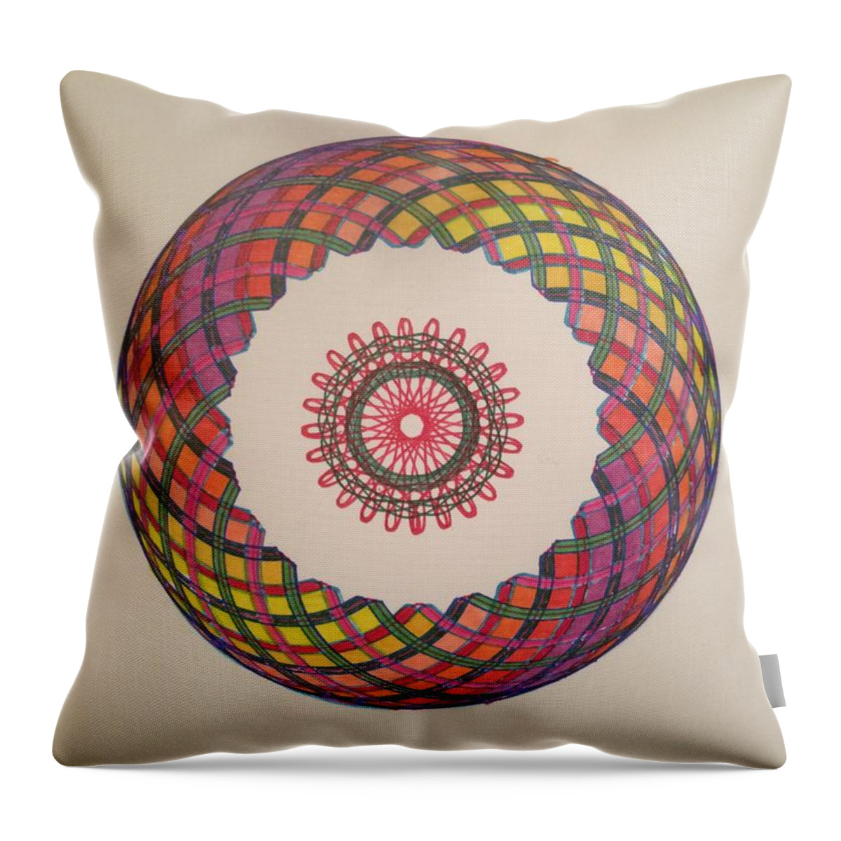 Spirograph Throw Pillow featuring the mixed media Chakra study 1 by Steve Sommers
