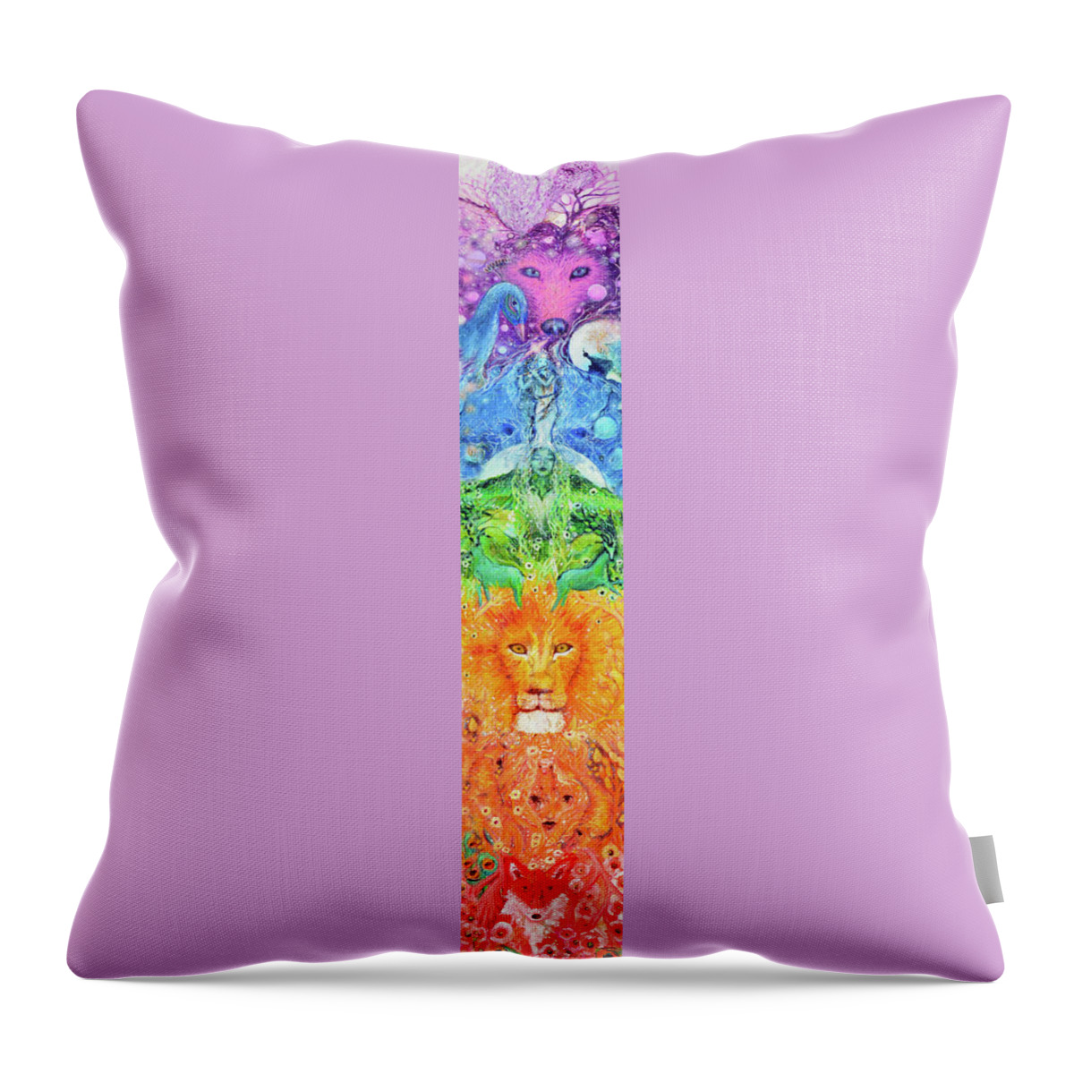 Spirit Companions Throw Pillow featuring the painting Chakra Totem Rainbow Dreams by Ashleigh Dyan Bayer