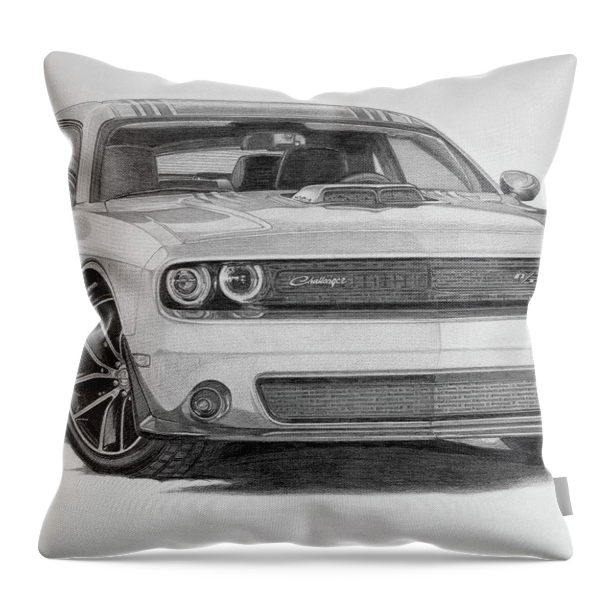 Throw Pillow featuring the drawing Challenger No Sig by Dan Menta
