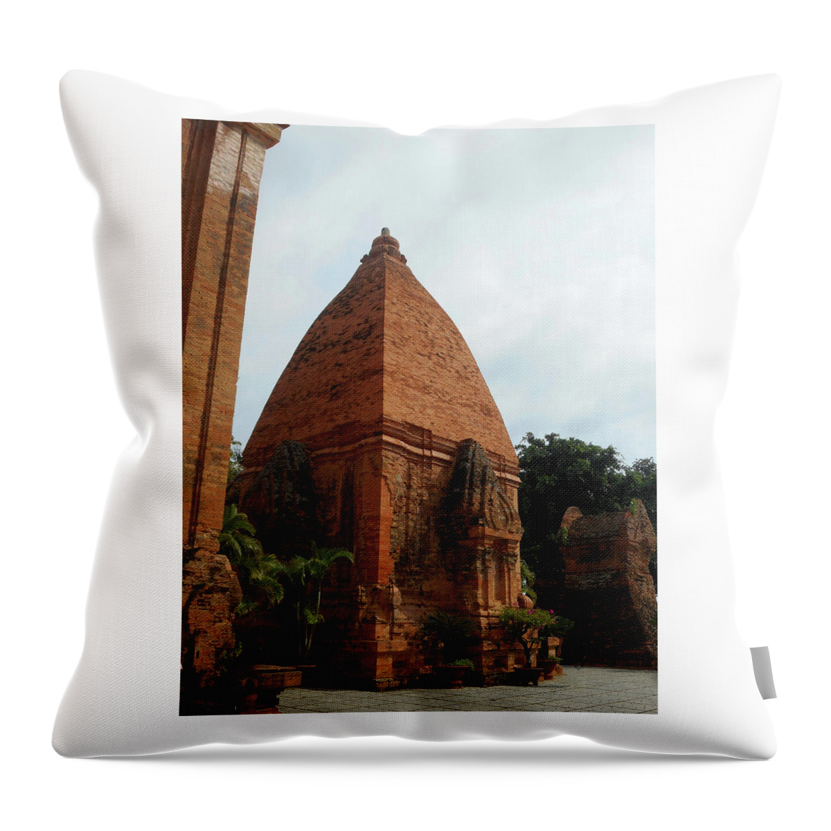 Po Ngar Cham Towers Throw Pillow featuring the photograph Cham Towers 10 by Ron Kandt