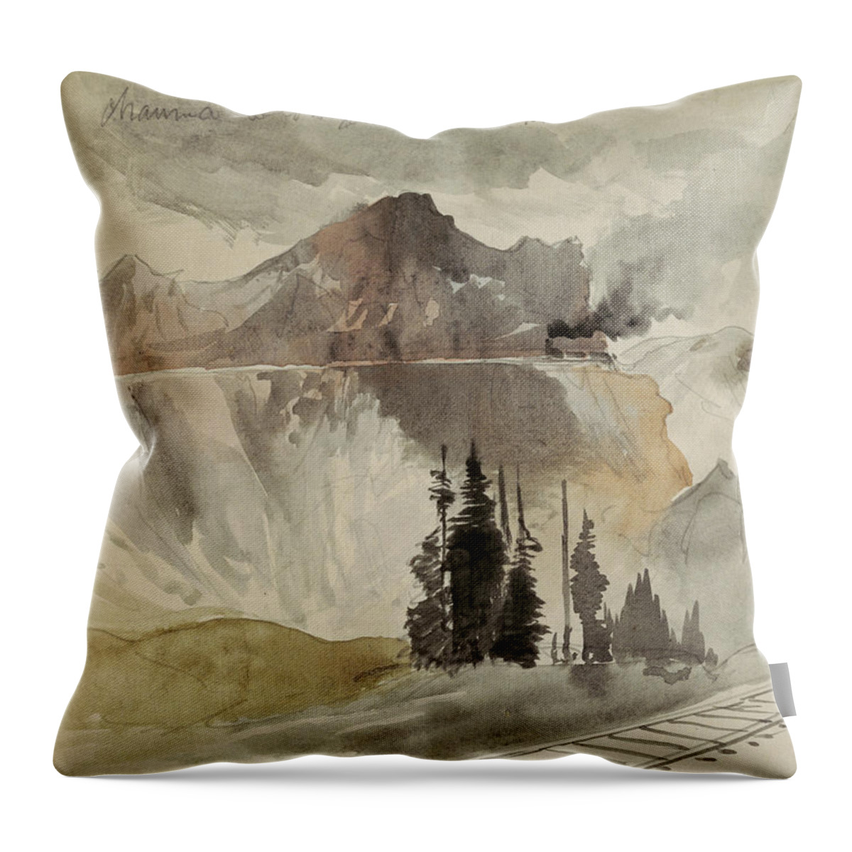 Thomas Moran Throw Pillow featuring the drawing Chama Below the Summit, 1892 by Thomas Moran