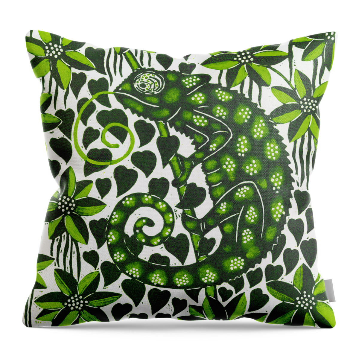 Chameleon Throw Pillow featuring the painting Chameleon by Nat Morley