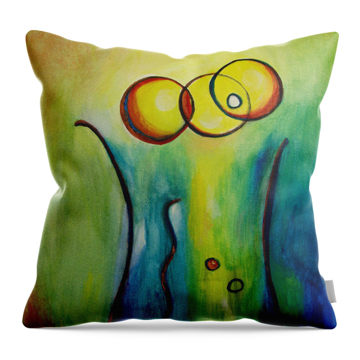Abstract Throw Pillow featuring the painting Champagne by Donna Blackhall
