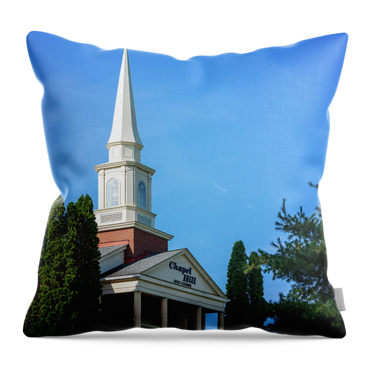 Golf Course Throw Pillow featuring the photograph Chapel Hill Golf Course Clubhouse by Tom Mc Nemar