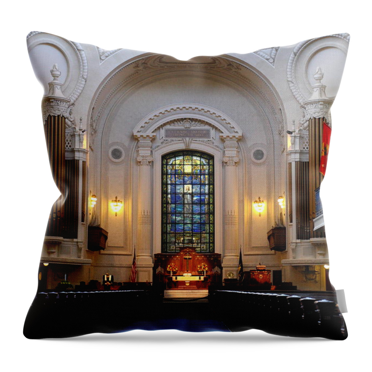 Chapel Throw Pillow featuring the photograph Chapel Interior - US Naval Academy by Lou Ford
