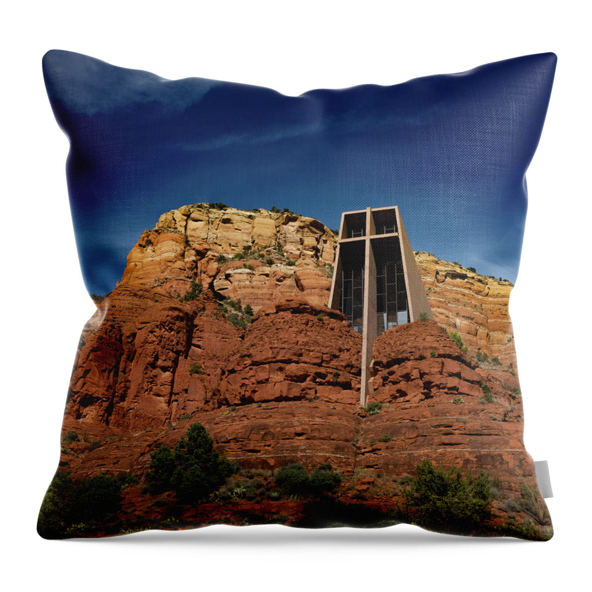 Chapel Throw Pillow featuring the photograph Chapel of the Holy Cross by Ron White