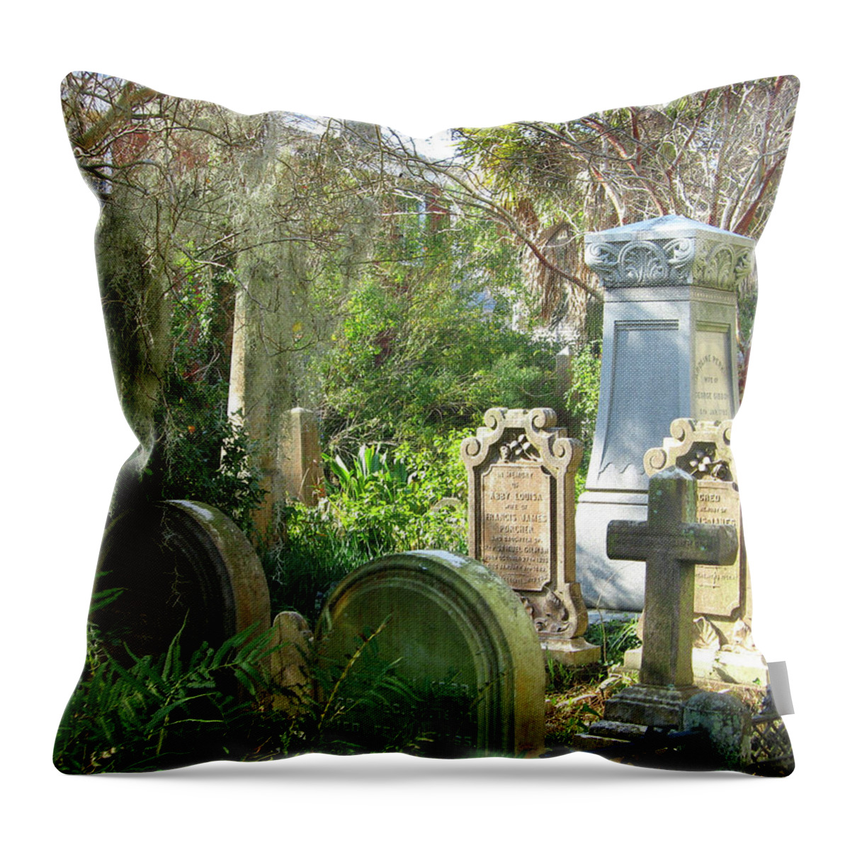 Charleston Throw Pillow featuring the photograph Charleston Graveyard by Pat Moore