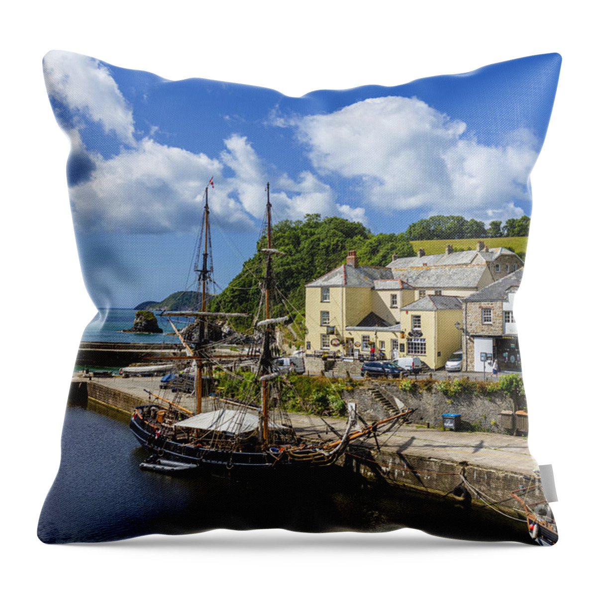 Charlestown Throw Pillow featuring the photograph Charlestown, Cornwall 2 by Ian Dagnall