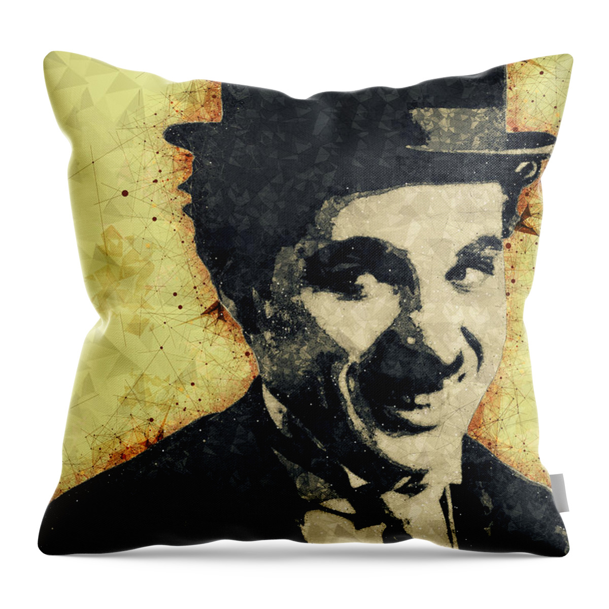 Charlie Chaplin Throw Pillow featuring the mixed media Charlie Chaplin Illustration by Studio Grafiikka