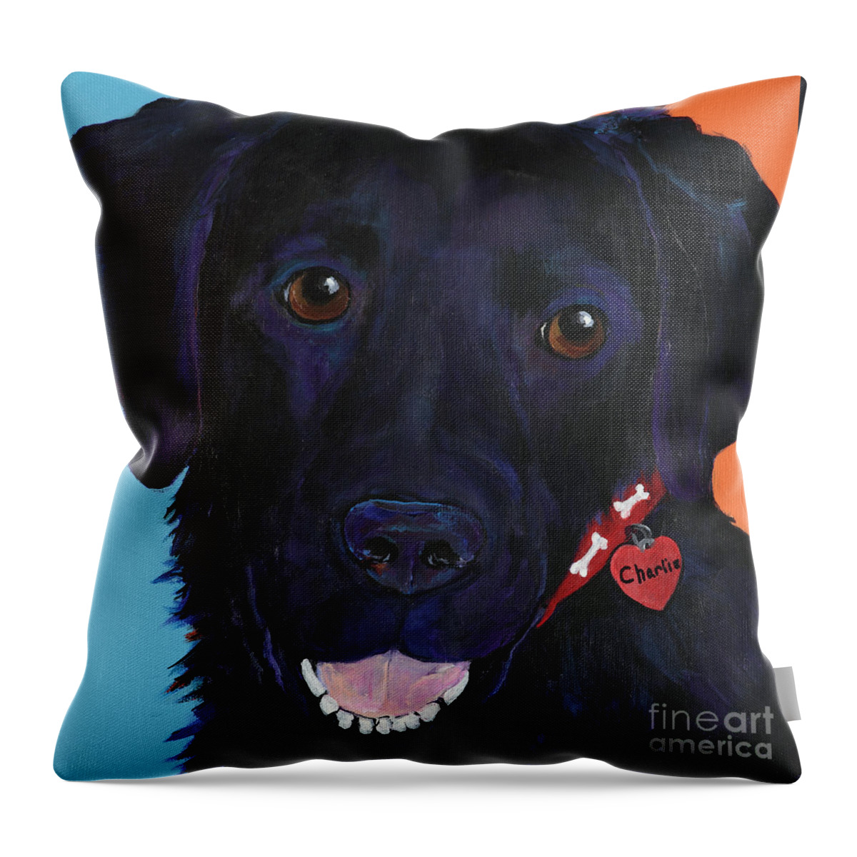 Dog Art Throw Pillow featuring the painting Charlie by Pat Saunders-White