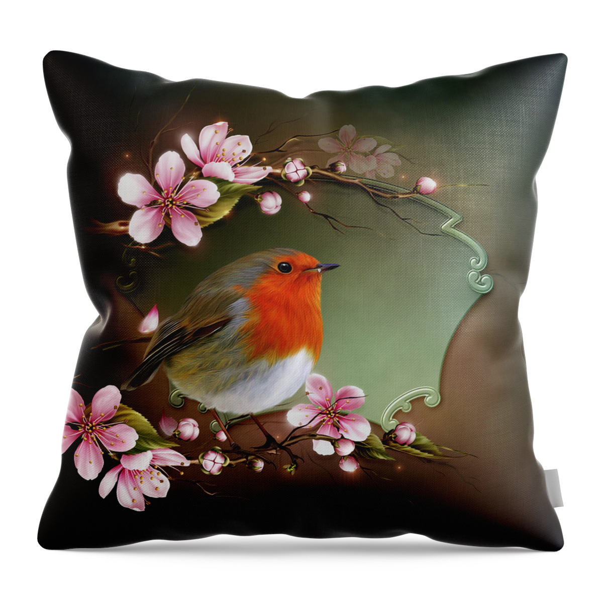 Charming Robin Throw Pillow featuring the digital art Charming Robin by John Junek