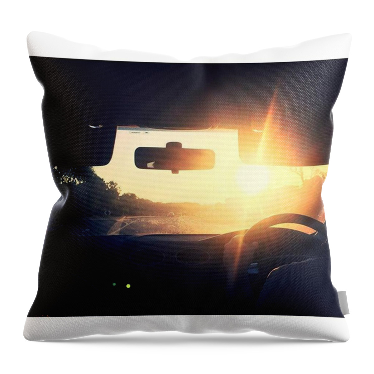 Driving Throw Pillow featuring the photograph #chasingthesun
#christmas #sky #family by Kate Hughes