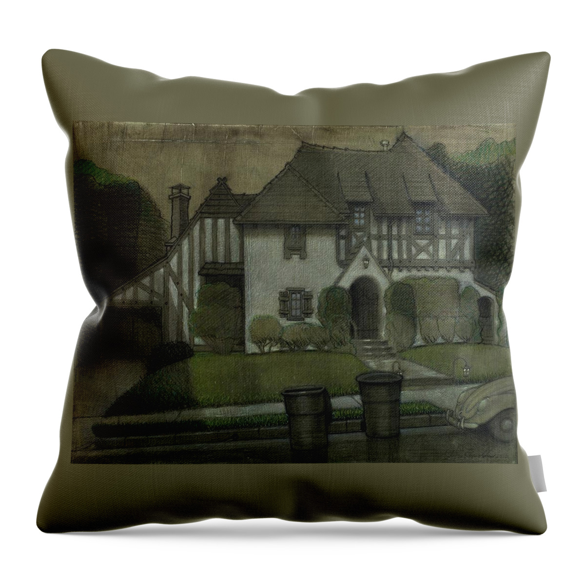Chateau Home Throw Pillow featuring the painting Chateau in the city by John Reynolds