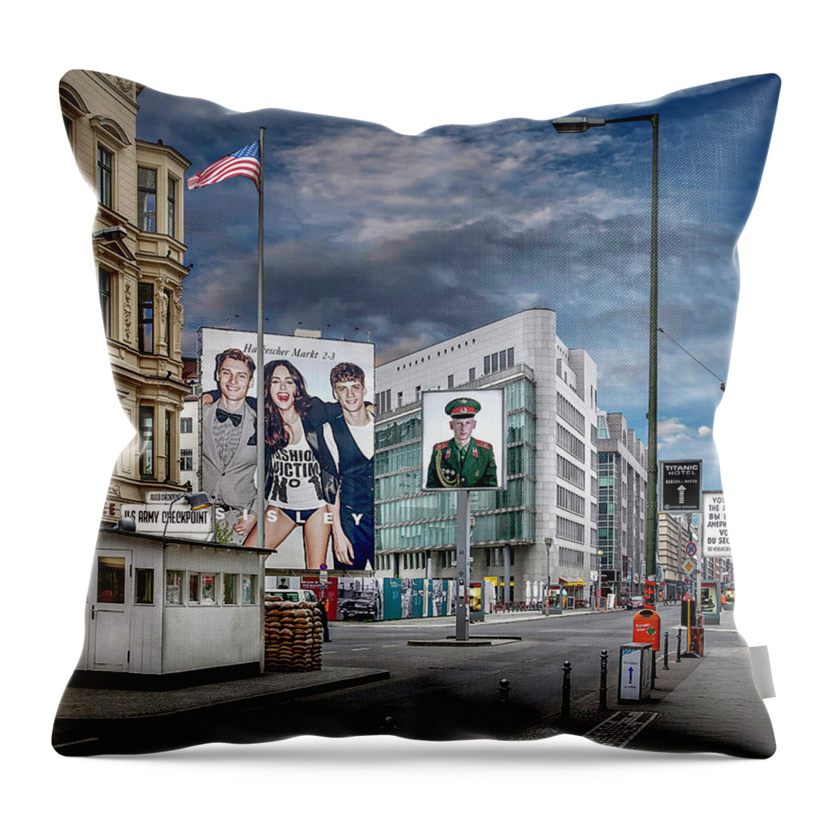 Endre Throw Pillow featuring the photograph Checkpoint Charlie In 2011 by Endre Balogh