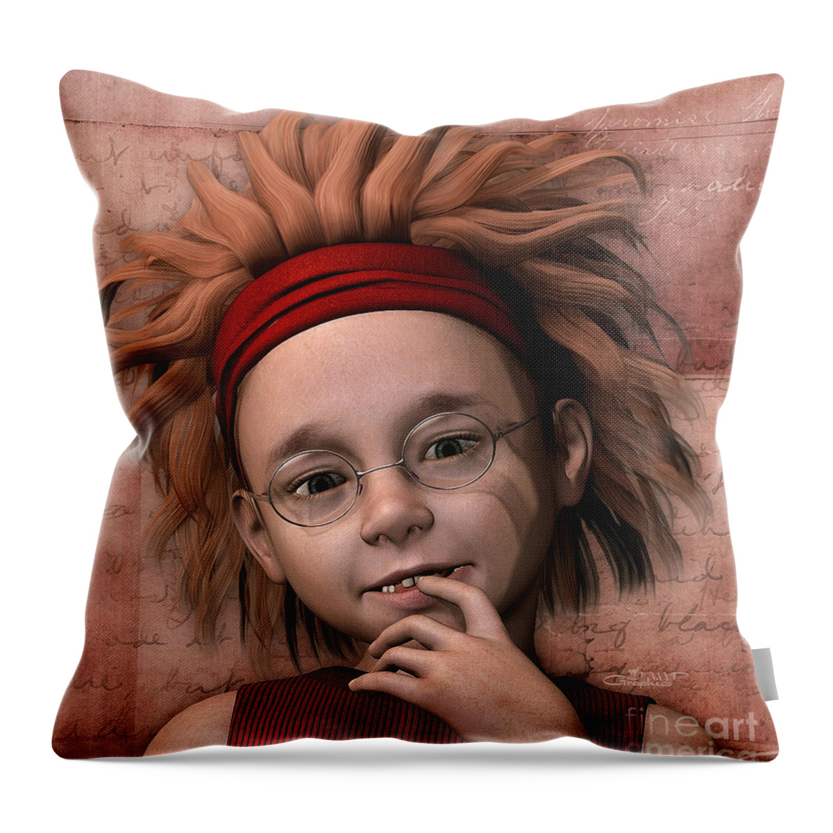 3d Throw Pillow featuring the digital art Cheeky Little Miss by Jutta Maria Pusl