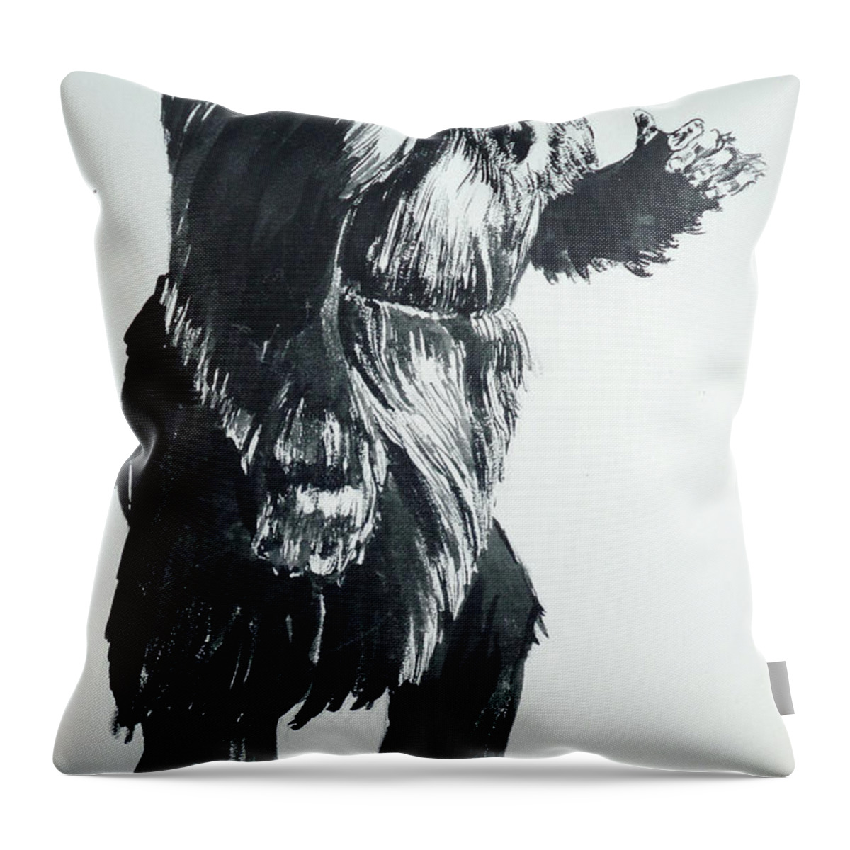 Monster Movies Throw Pillow featuring the painting Cheela Captive Wild Woman by Bryan Bustard