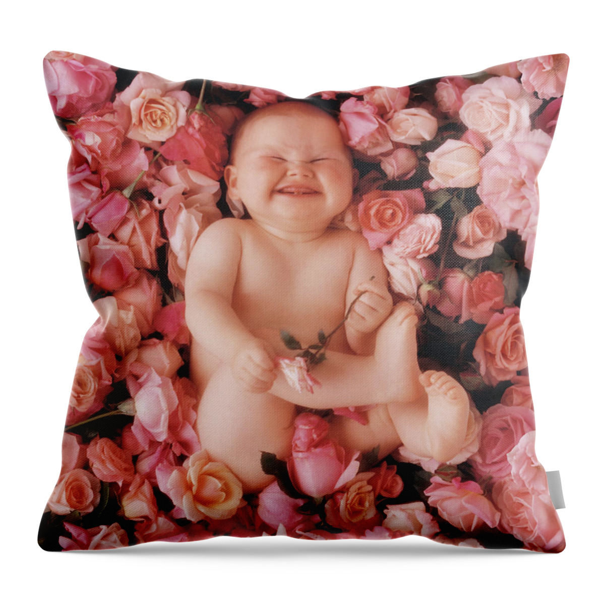 Roses Throw Pillow featuring the photograph Cheesecake by Anne Geddes