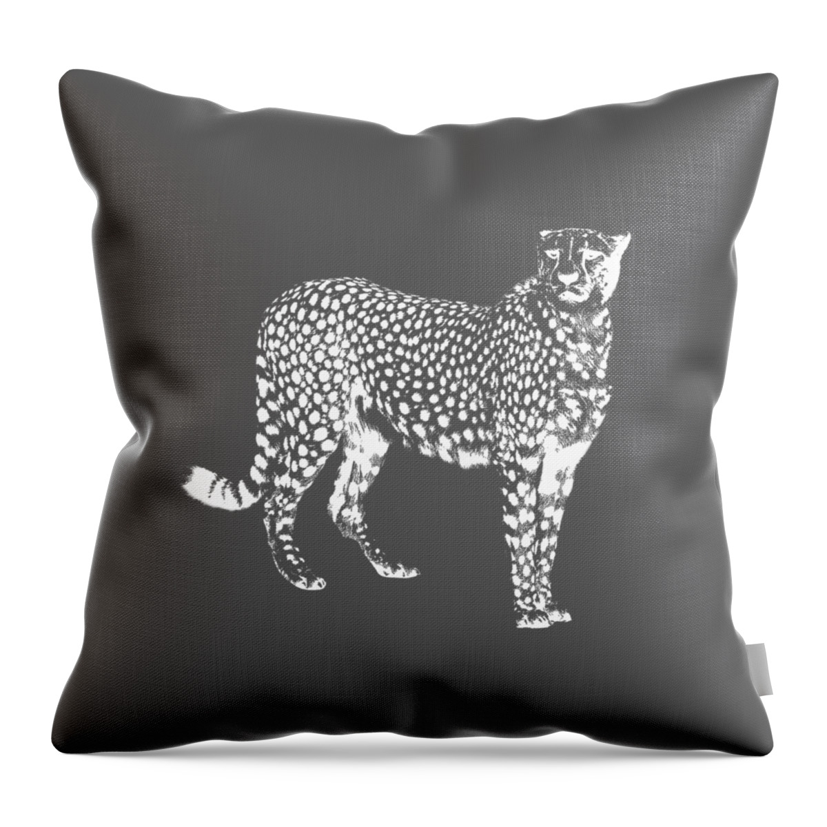 Cheetah Throw Pillow featuring the photograph Cheetah Cut Out White by Greg Noblin
