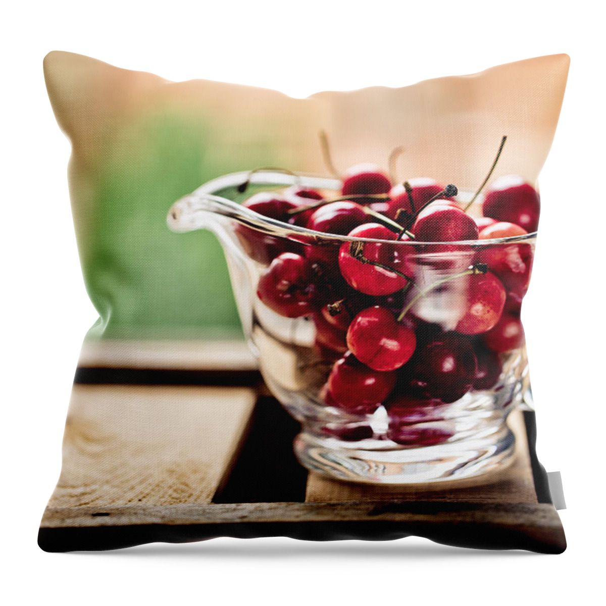 Cherry Throw Pillow featuring the photograph Cherries by Nailia Schwarz
