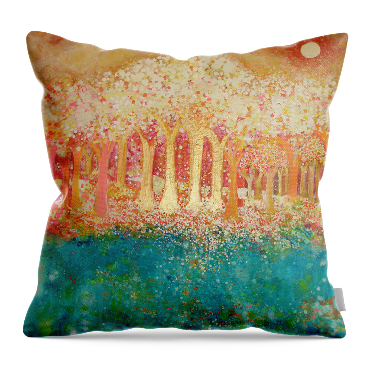 Cherry Blossoms Throw Pillow featuring the painting Cherry Blossoms by Ashleigh Dyan Bayer