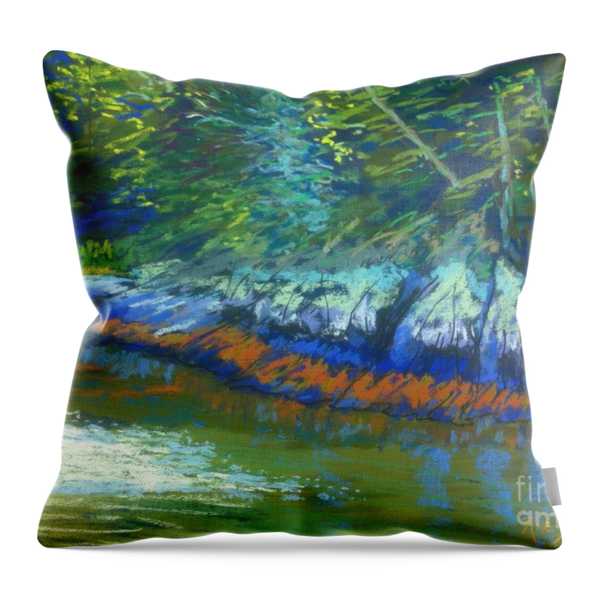 Pastels Throw Pillow featuring the pastel Cherry Hill by Rae Smith PAC