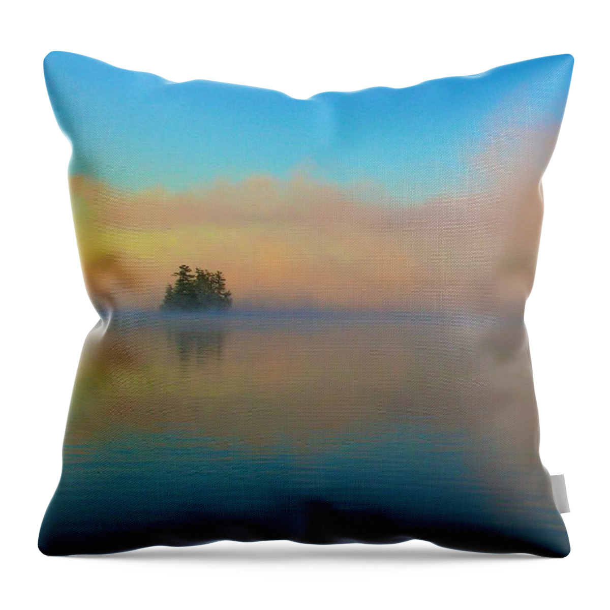  Throw Pillow featuring the photograph Cherry Island in Misty Sunrise by Polly Castor