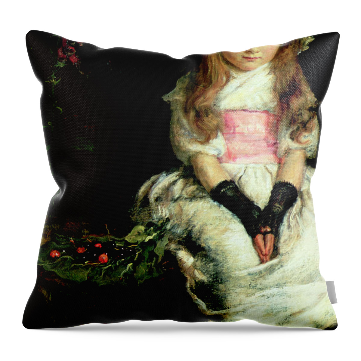 Child Throw Pillow featuring the painting Cherry Ripe  Detail by John Everett Millais
