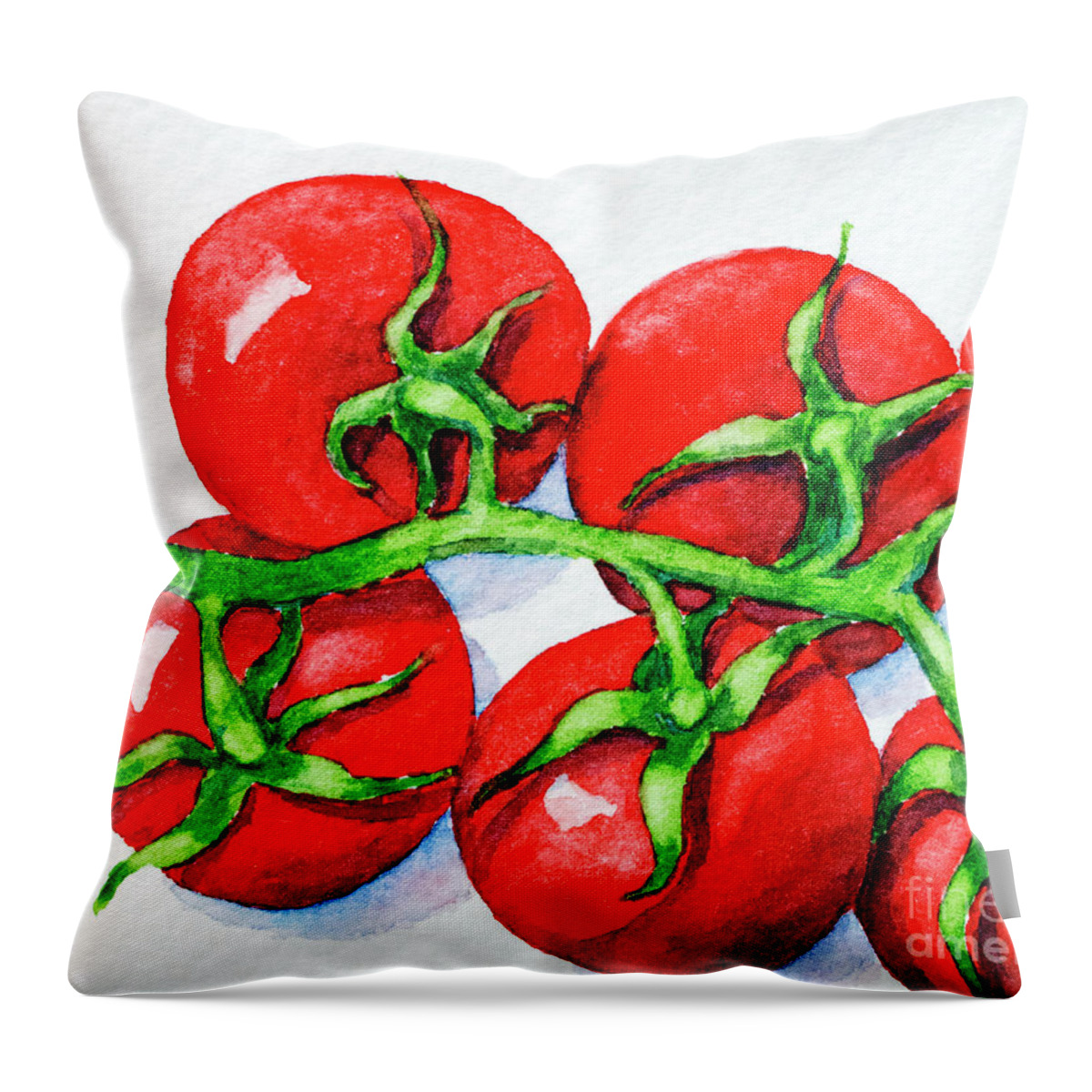 Fresh Throw Pillow featuring the painting Cherry Tomatoes by Rebecca Davis