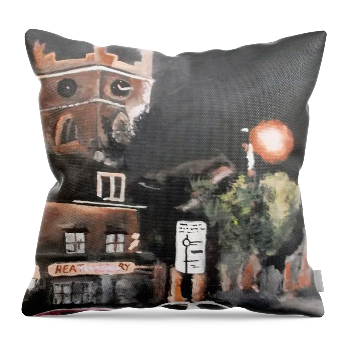 Chertsey Throw Pillow featuring the painting Chertsey at night 2 by Carole Robins