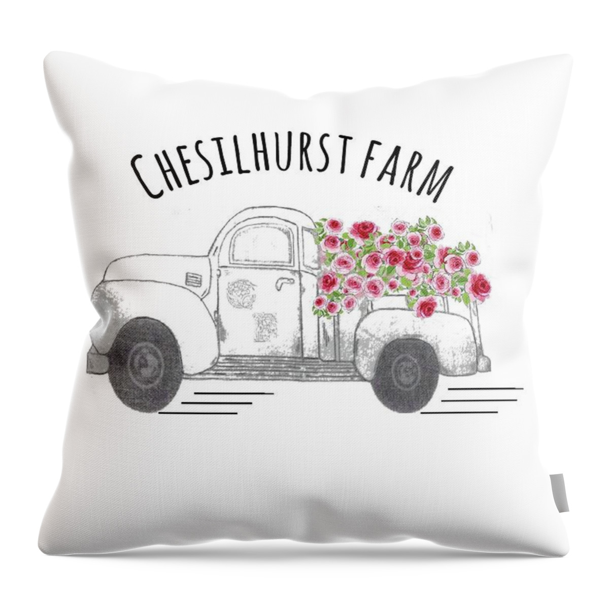 Chesilhurst Farm Throw Pillow featuring the drawing Chesilhurst Farm by Kim Kent