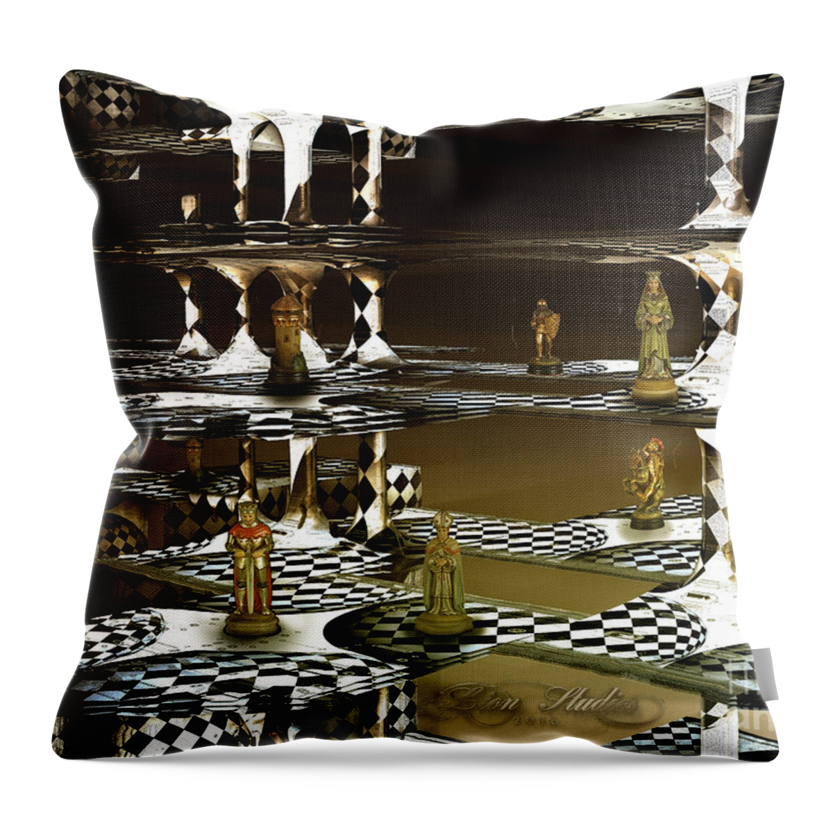 Fractal Throw Pillow featuring the digital art Chess Anyone by Melissa Messick
