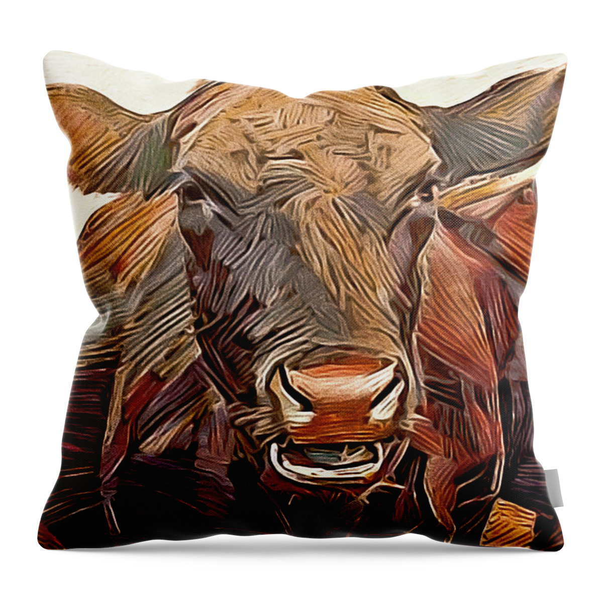 Herd Of Cows Throw Pillow featuring the mixed media Chester County Cattle by Susan Maxwell Schmidt