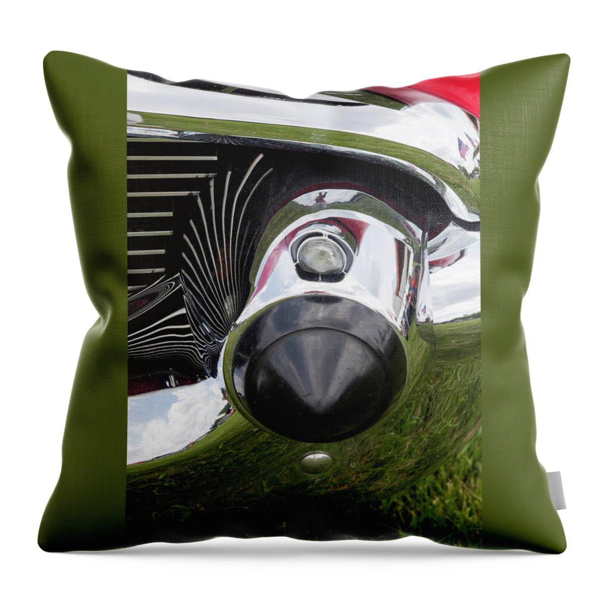 Car Throw Pillow featuring the photograph 57 Chevy Bumper Detail by Ira Marcus