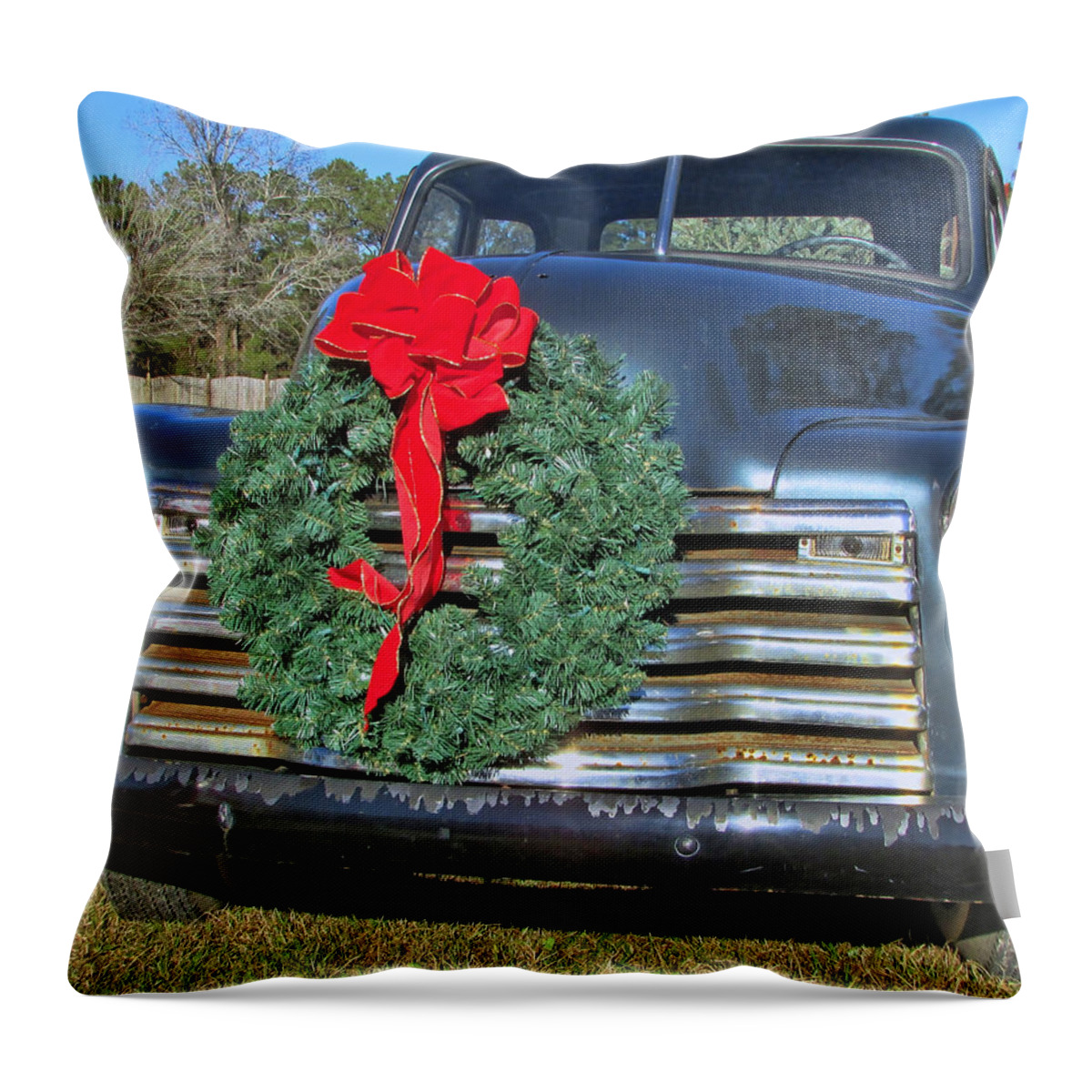 Victor Montgomery Throw Pillow featuring the photograph Chevy Christmas by Vic Montgomery