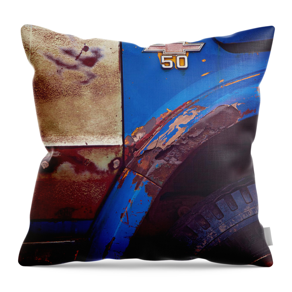 Vintage Throw Pillow featuring the photograph Chevy by Toni Hopper
