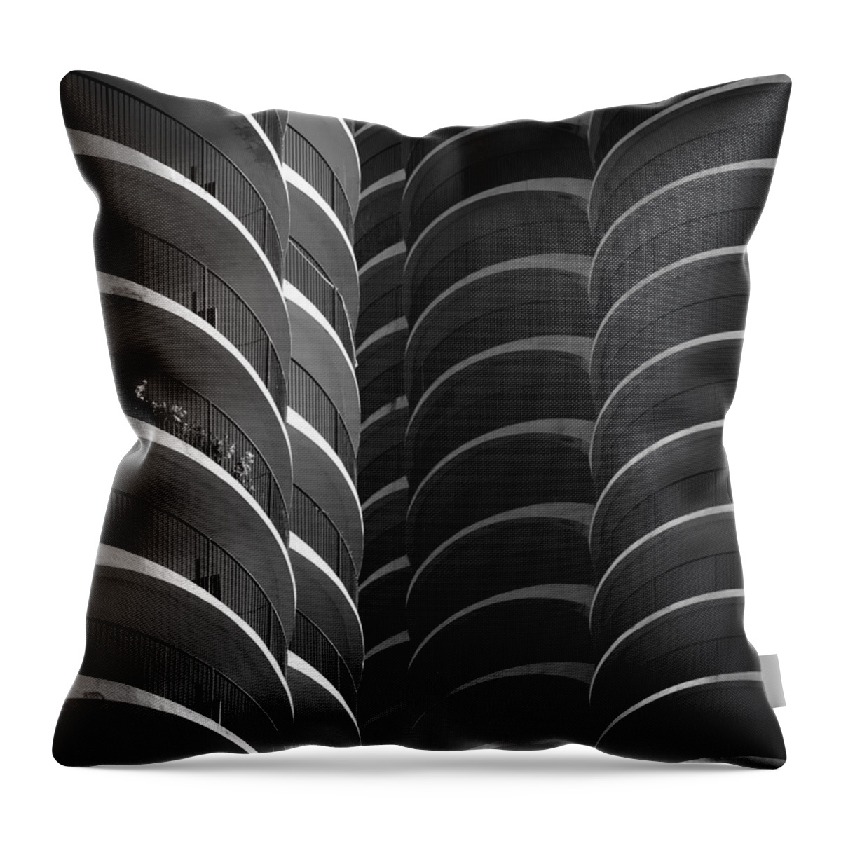 Chicago Throw Pillow featuring the photograph Chicago Abstract Black and White by Matt Hammerstein