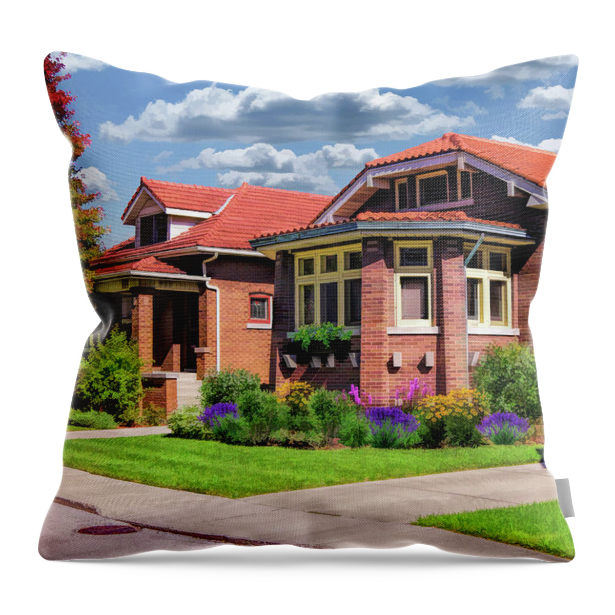 Chicago Throw Pillow featuring the painting Chicago Bungalows by Christopher Arndt